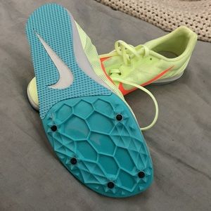 Nike lightweight, neon track spikes.
